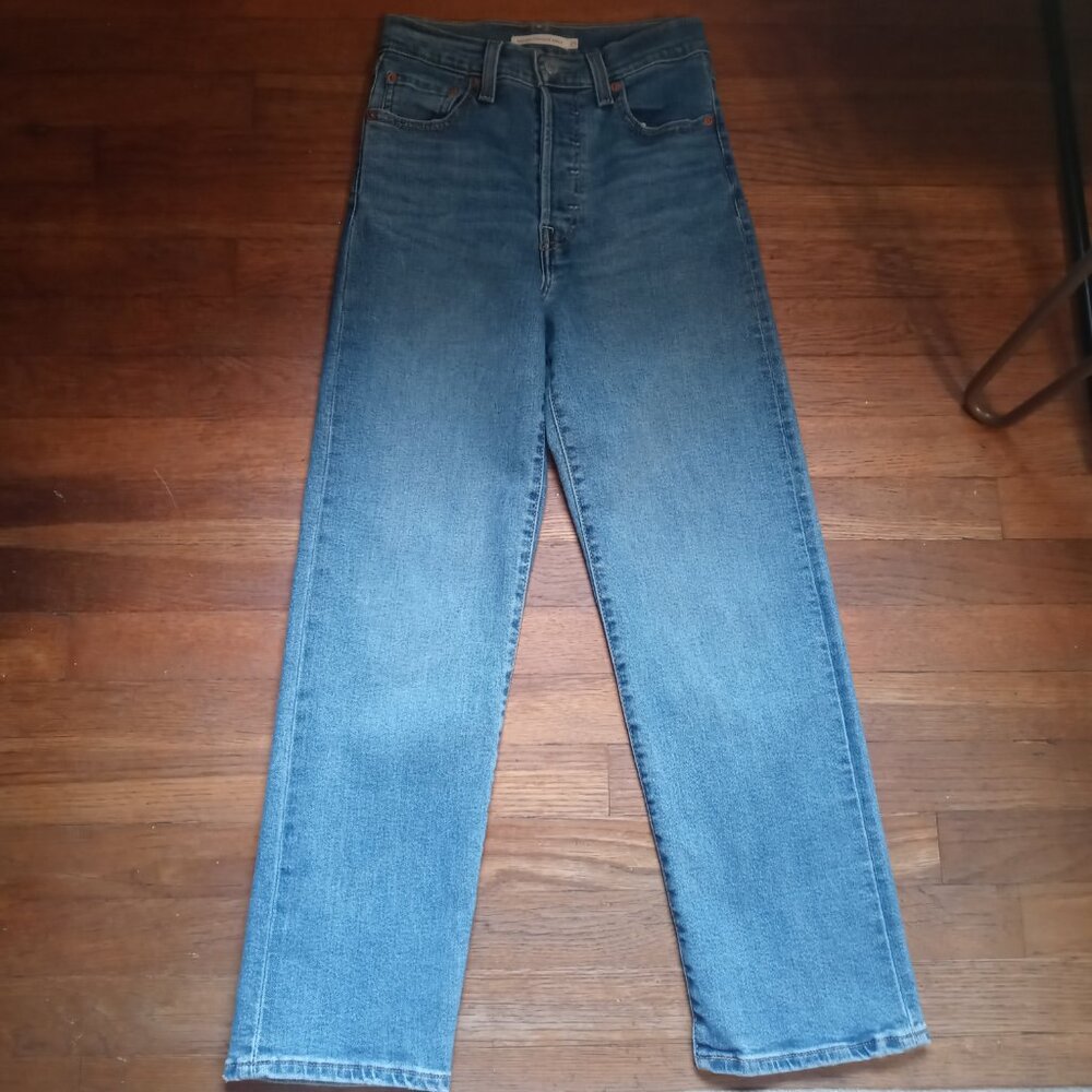 LEVI'S ribcage straight ankle jeans in summer slide (sz25) - Picture 3 of 14